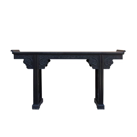 Chinese Brown Huali Rosewood Point Edge Relief Carving Altar Table cs4630 Cover