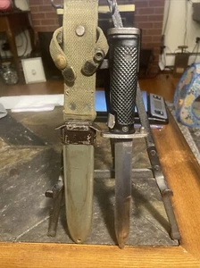 U.S. Army Korean War M1 Garand Rifle M5-1 Aerial Bayonet w/USM8 B.M. Co Scabbard - Picture 1 of 24