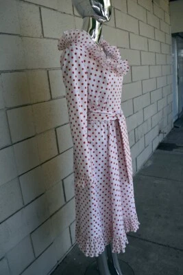 Victor Costa Vestido Rojo Lunares Vintage Foto 1 de 4