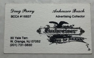Anheuser Busch Advertising W. Orange, NJ Business Card - Picture 1 of 1
