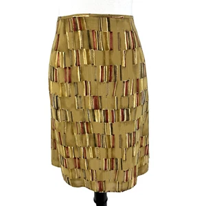 Liz Claiborne Skirt size 12 Brown Camel Red Silk A Line Above Knee Church Career - Picture 1 of 6