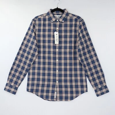 Original Penguin Mens Shirt Plaid Long Sleeve Button Up Sargasso Sea Blue Sz NWT - Image 1 of 4