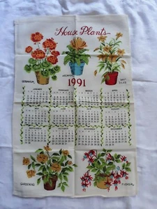 VTG 1991 Home Plants Calendar Tea Towel Birthday Anniversary Gift New Cond'n - Picture 1 of 1