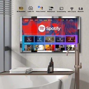 32" Waterproof Smart Mirror 4K Android TV For Bathroom WIFI Bluetooth ATSC Tuner - Picture 1 of 7