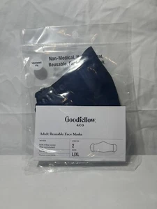 NEW! Goodfellow & Co 2 Pack Adult Reusable Fabric Face Mask L/XL Blue and Black - Picture 1 of 2