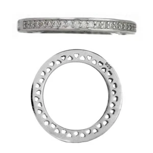 925 ARGA159 SILVER RING WITH SIDE PERFORATED STONES AND HEARTS - SILVER - Picture 1 of 1