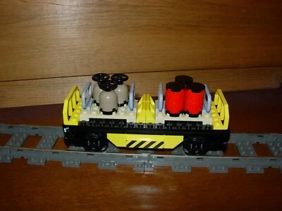 Lego Train Flatbed Car with Cargo Pallets City Track 9V RC My Own 60098 60052  - Image 1 of 2