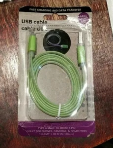 LED LIGHT-UP USB charge Data Sync Cable charger FOR SAMSUNG LG HTC MICRO lot (2) - Picture 1 of 2