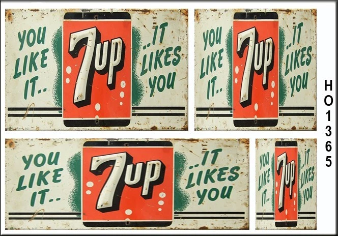 WEATHERED HO SCALE 7 UP GENERAL STORE BUILDING SIGNS EASY PEEL STICK HO136 - Image 1 of 1