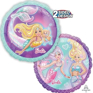 Barbie Mermaid 43cm Anagram Foil Balloon Round 2 Sided Design Birthday Party - Picture 1 of 1