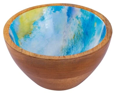 Semantob Wooden Bowl With Enamel Finish - 6x3" - Image 1 of 4
