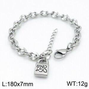 Uno De 50 Brand Bracelet Stainless Steel Lock Charm Jewelry Gift