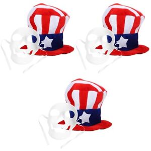  3 Sets of Decorative Hat Patriotic America Flag Party Decor Hat Festival Mask