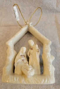 Nativity Ornament Porcelain White with Gold Accents Baby Jesus Mary Joseph - Picture 1 of 4