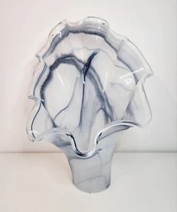 Tammaro Murano Style Glass Vase Large White and Blue, Italy - Picture 1 of 6