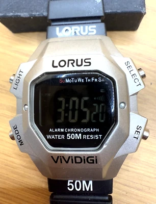 RARE LORUS SPORTS VIVIDIGI MEN’S DIGITAL WATCH NEGATIVE DISPLAY 37MM Y736-X001 - Image 1 of 4