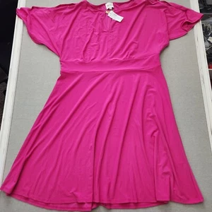 Ashley Graham Dressbarn Women's Fushia Dress Size 1XL Fit & Flare Cold Shoulder - Picture 1 of 15