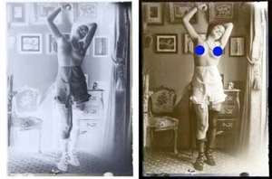 photo NEGATIF verre NU EROTIQUE  1900  / 13 x 17.5 cm / 7 /  risque sexy nude - Picture 1 of 3