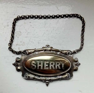 Vintage 1940s Silver Decanter Label SHERRY - Picture 1 of 3
