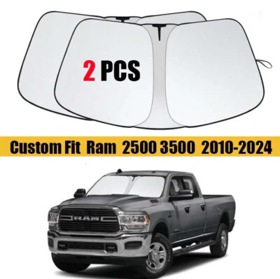 2X Personalizado Para Ram 2500 3500 10-24 Parabrisas Parasol Cubierta Bloque UV Plegable Foto 1 de 4