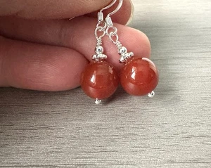 Carnelian Earrings 925 Sterling Silver Earrings Short Dangle Drop Earrings 17th - Picture 1 of 10