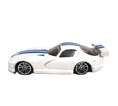 MAISTO 1998 DODGE VIPER GT2 WHITE 1:64 DIECAST 2 7/8" CAR WITH BLUE STRIPES - Imagen 1 de 4