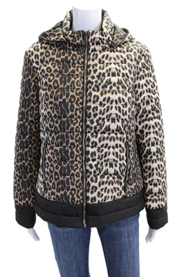 Renuar Womens Animal Print Puffer Long Sleeve Zipped Jacket Brown Size S - Image 1 of 4