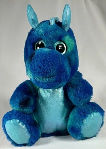 Walmart Blue Tie Dye Dragon Plush Stuffed Animal Glitter Eyes Tummy Wings 11” - Picture 1 of 6