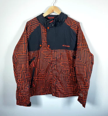 Columbia Omni Tech Jacket Men's 2XL Black Orange Geometric Pattern Hooded - Image 1 of 4