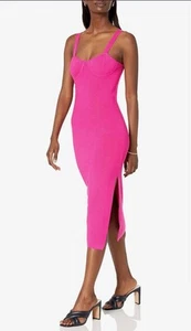 The Drop Women's Sylvia Midi Sweater Dress Hot Pink Large NWTS MSRP $59 - Picture 1 of 4