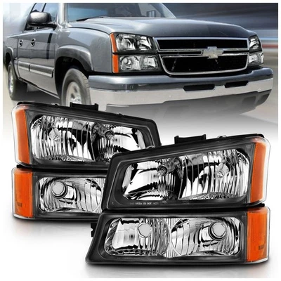 Faro izquierdo y derecho negro Anzo 111452 para Chevrolet Silverado 1500 2003-2006 Foto 1 de 4