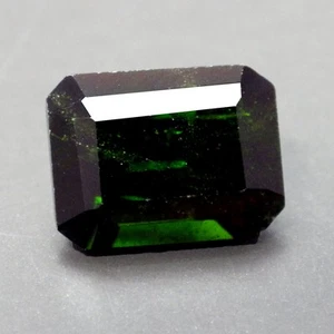 3.67 Cts Splendid Emerald Cut (10 x 7 mm) 100% Natural Green Chrome Diopside Gem - Picture 1 of 7