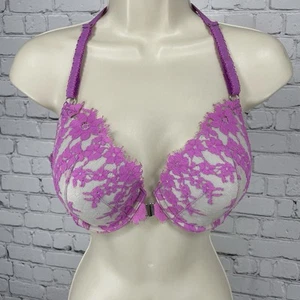 Reggiseno Victoria’s Secret viola pizzo Dream Angels foderato demi ferretto taglia 36D - Foto 1 di 9