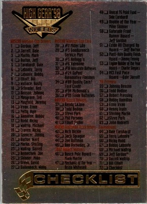 1998 Wheels High Gear First Gear #72 Checklist - Racing - Image 1 of 2