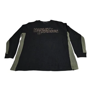 Harley Davidson Herren 3XL Heavyweight Langarm Oberteil bestickt schwarz grün - Bild 1 von 7