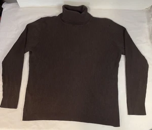 Vintage Chico’s Brown Silk+ Classy Women Chic Ribbed Turtleneck Sweater Size 3 - Picture 1 of 14