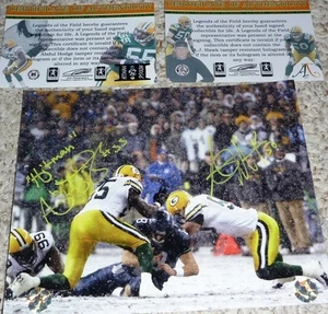 GREEN BAY PACKERS AJ HAWK 50 ABDUL HODGE 55 Hitman signiert Seattle 8x10 FOTO COA - Bild 1 von 3