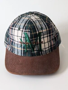 Goofy's Hat Co. Mickey Mouse Plaid Leather Cap Green Disney USA Vintage 90's NOS - Picture 1 of 9