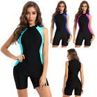UK Women Swimwear Color Block Swimsuit Stretchy Bodysuit UPF50+ Wetsuit Pool