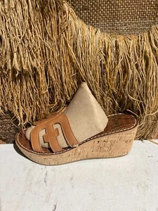 Sam Edelman Regis Damensandalen mit Keilabsatz Gr. 7M braunes Leder - Bild 1 von 8