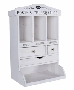 Badschrank Hängeregal Weiss Vintage Wandregal Holzregal Briefablage Retro Regal - Bild 1 von 5