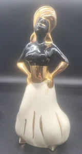 MCM Genie Blackamoor Nubian Figure Statue Woman 22K Gold Gilding Vintage - Picture 1 of 8