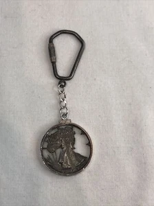 1943 Walking Liberty Half Dollar Silver Coin Cut Out Keychain! Sterling Silver! - Picture 1 of 5