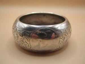 Birmingham 1910 Bright Cut Sterling Silver Napkin Ring With Floral Detailing - Picture 1 of 3