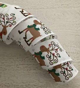 "CINTA CON CABLE ESTAMPADO DE RENOS CAPRICHOSA DE 5 YARDAS DE ANCHO - NAVIDAD" - Imagen 1 de 6