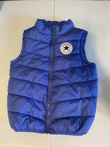 Converse Puffer Vest All Star Jacket Full Zip Child 8-10 Unisex Blue Boy Girl - Picture 1 of 6