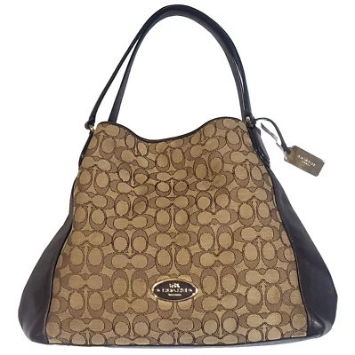 Bolso Coach 33523 Edie 31 Cartera Logo Firma Lona y Cuero Marrón Oscuro Usado en Excelente Condición Foto 1 de 4
