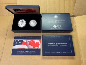 2019 Pride of Two Nations Limited Edition Two-Coin Set Silver Eagle Maple Leaf - Picture 1 of 12