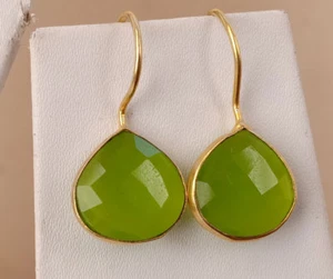 Pendientes colgantes de piedras preciosas de peridoto de plata esterlina 925 para regalo de Navidad - Imagen 1 de 12