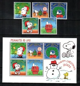 GIBRALTAR Scott's 890-94a ( 5v + S/S ) Peanuts Happy Christmas F/VF MNH ( 2001 ) - Picture 1 of 1